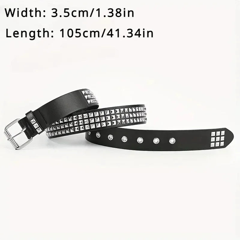 Punk Pyramid Rivet Belt – Unisex Y2K PU Leather Jeans Belt Punk Rivet Belt Babs