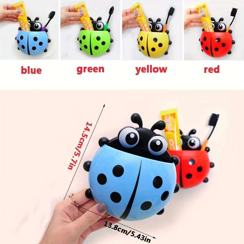 2pcs Ladybug Wall-Mounted Toothbrush Holder | No-Drill Organizer Toothbrush Holder Babs