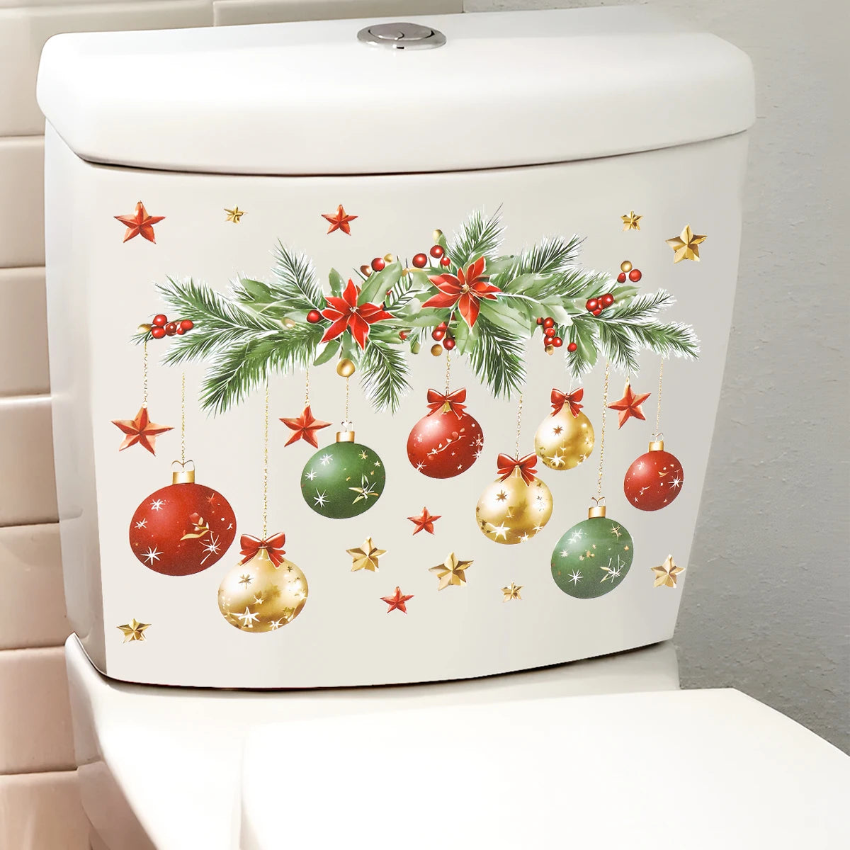 Christmas Snowman Toilet Sticker – Xmas Bathroom Decor 2025 Holiday Bathroom Sticker Babs