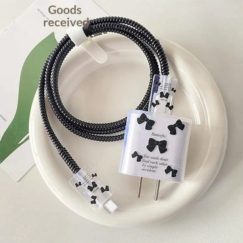 USB Charger & Cable Protector Set – Cute Heart TPU Cover Cable Protector Set Babs A27