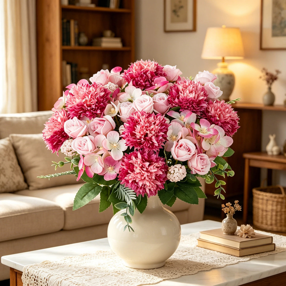 Artificial Silk Rose & Chrysanthemum Bouquet | Wedding & Home Décor Artificial Flower Bouquet Babs