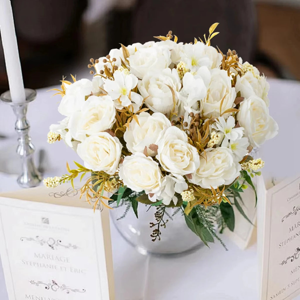 Silk Artificial Rose & Peony Bouquet – Wedding & Home Décor Artificial Flower Bouquet Babs
