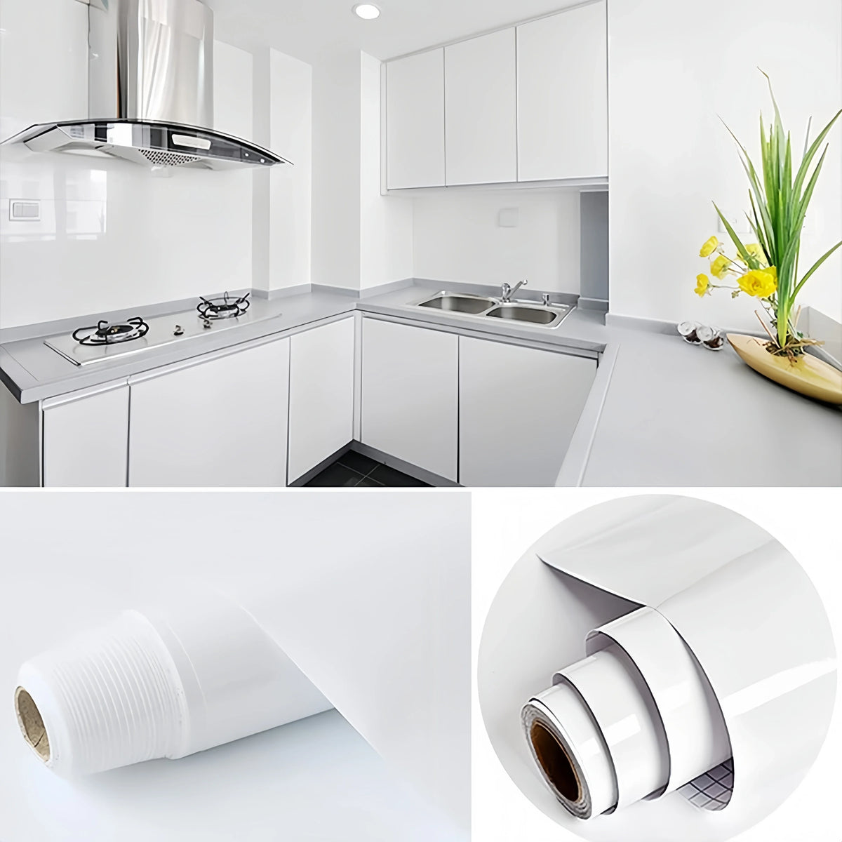 White Peel & Stick Wallpaper – Waterproof PVC Self-Adhesive Peel & Stick Wallpaper Babs