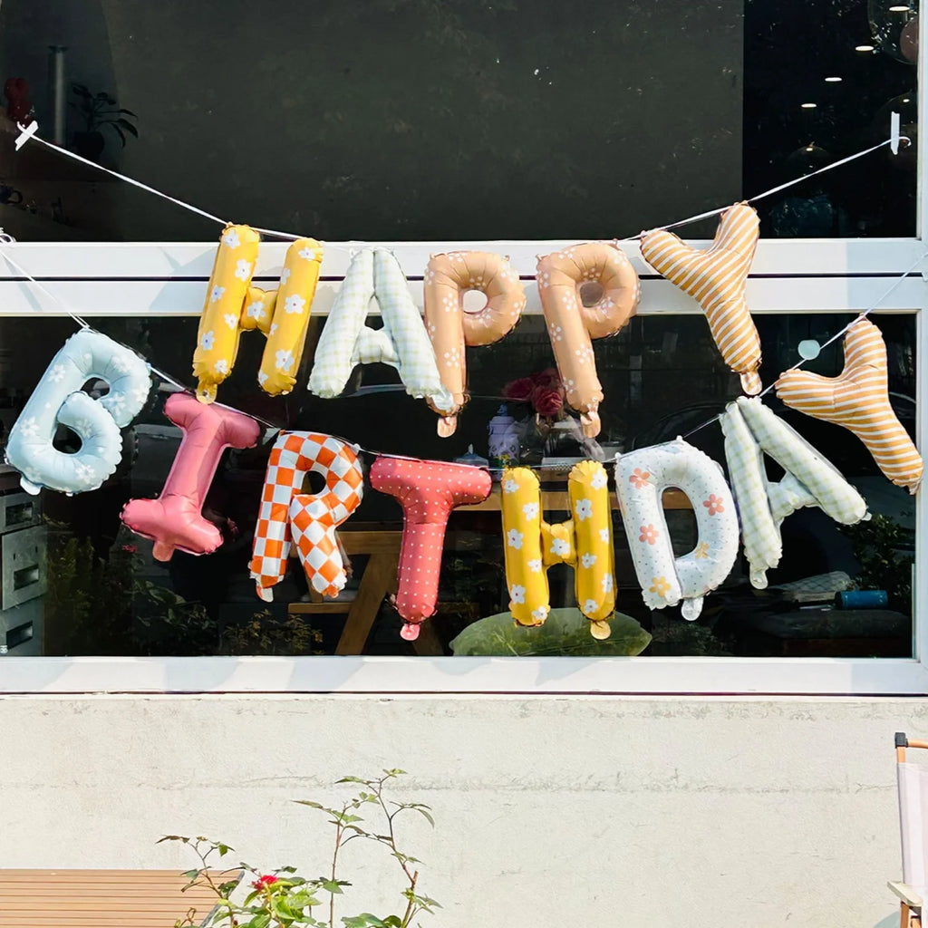 Happy Birthday Foil Balloon Banner – 16" Reusable Party Decor Foil Balloon Banner Babs Birthday balloons