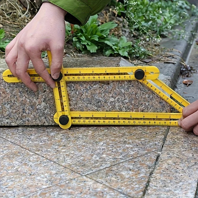 4-Arm Adjustable Angle Ruler – Foldable Woodworking Template Tool Angle Measuring Ruler Babs