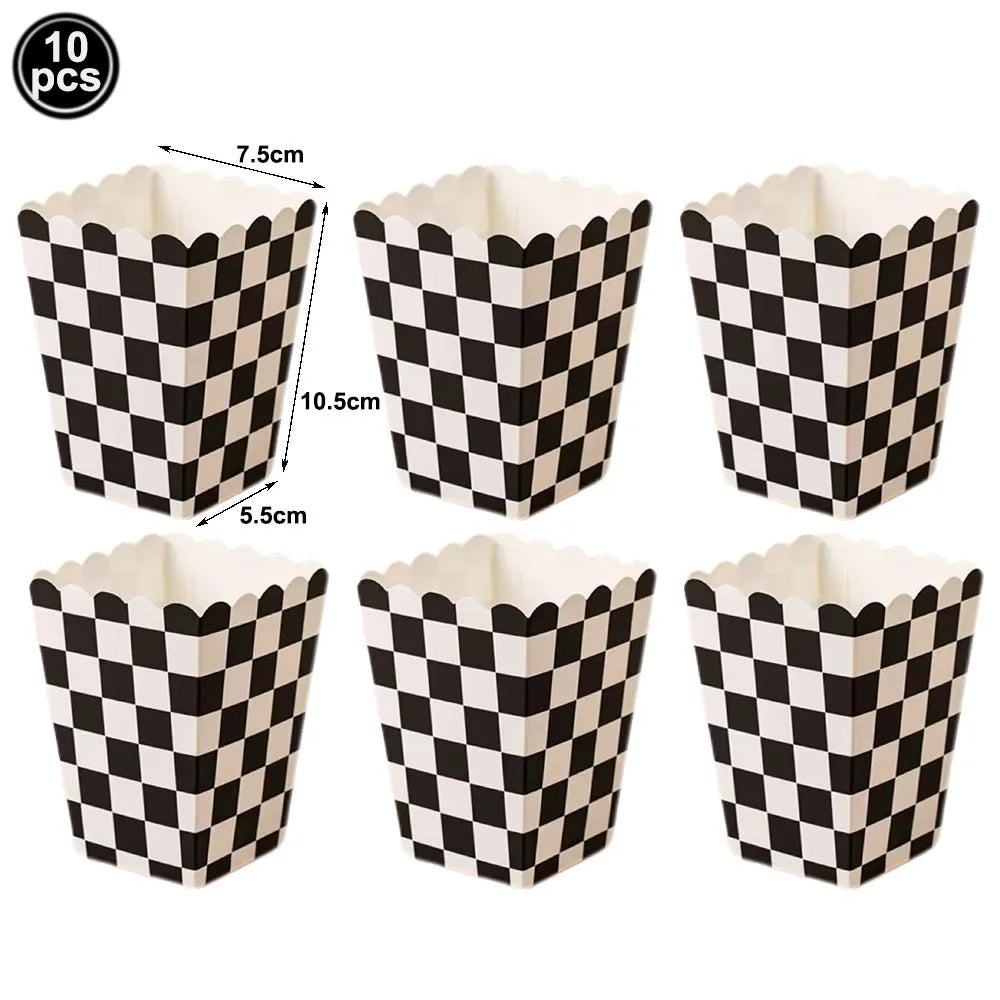 Race Car Checkered Flag Party Supplies – Racing Theme Decor Party Decoration Set Babs black