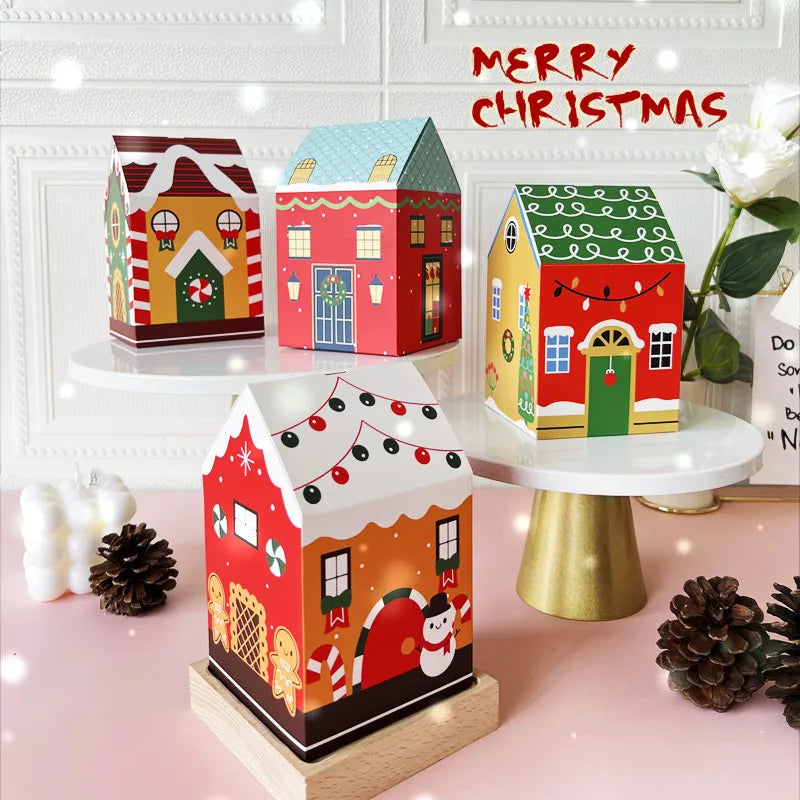 4pcs Christmas House Candy Gift Boxes – Holiday Party Treats Holiday Gift Box Babs