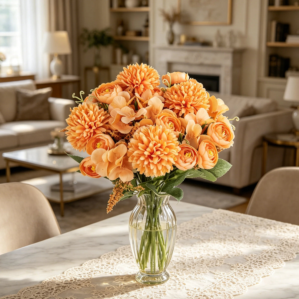 Silk Artificial Rose & Hydrangea Bouquet | Wedding Home Decor Artificial Flower Bouquet Babs
