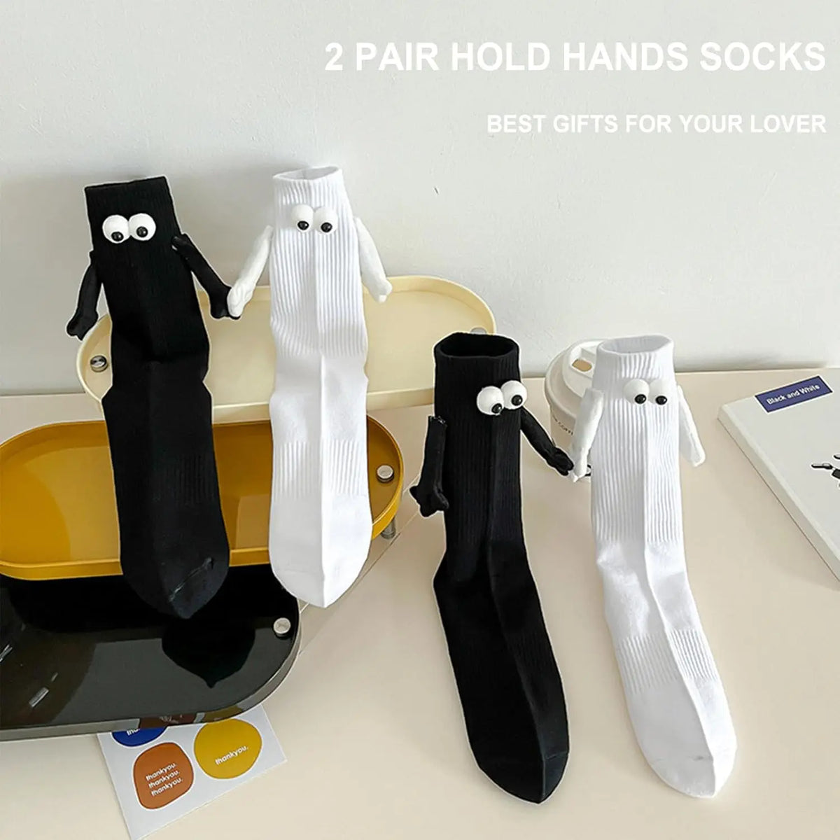 Magnetic Holding Hands Socks – Funny Novelty Couple Gift Novelty Socks Babs