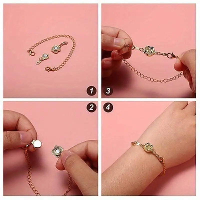 4pcs Rose Magnetic Clasp Set – DIY Necklace Jewelry Buckle Jewelry Magnetic Clasp Babs