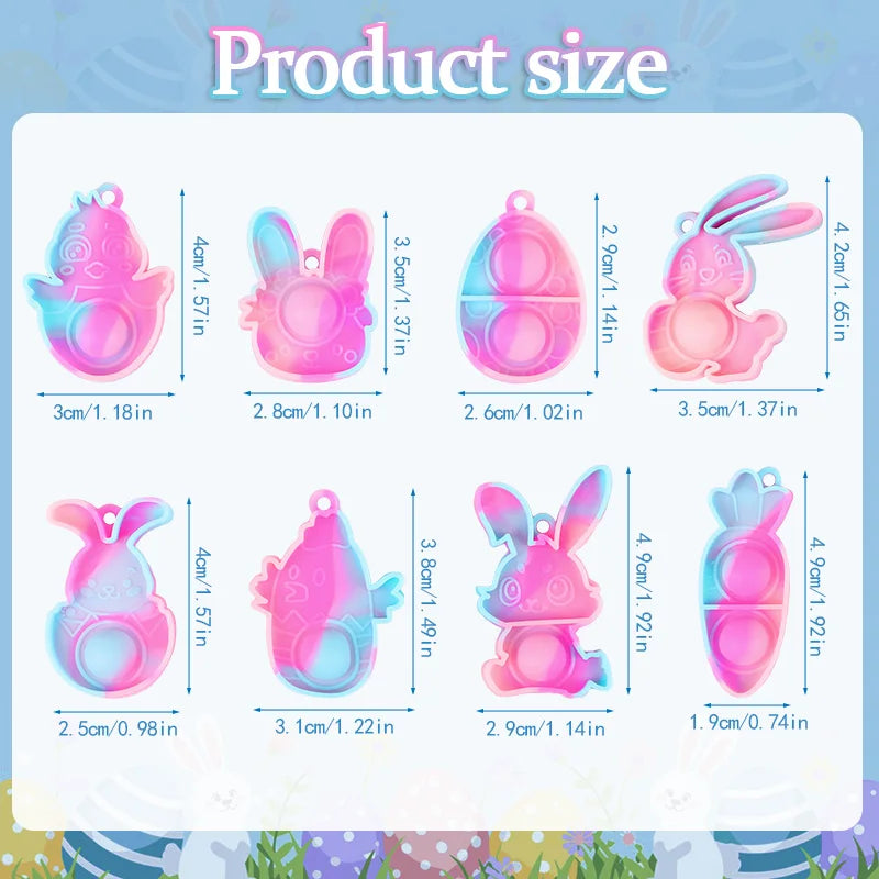 Mini Pop Keychains Easter Rabbit Egg Party Favors 10/20Pcs Easter Party Favors Babs