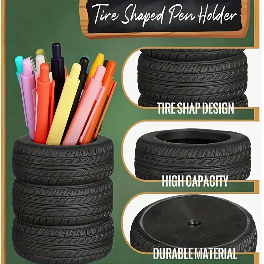 Tire-Shaped Pen Holder – Creative Office Desk Organizer Desk Pen Holder Babs