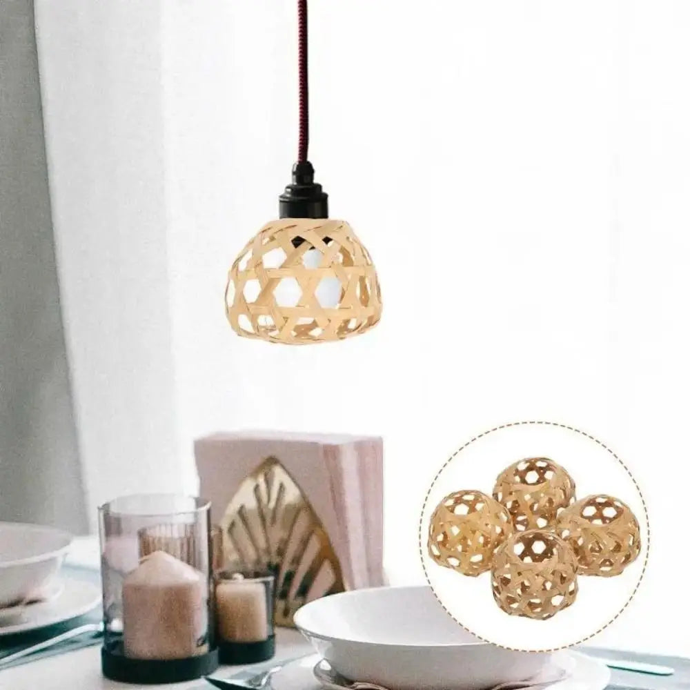Woven Bamboo Lamp Shade – Rustic Boho Lantern Cover 6cm Bamboo Lamp Shade Babs
