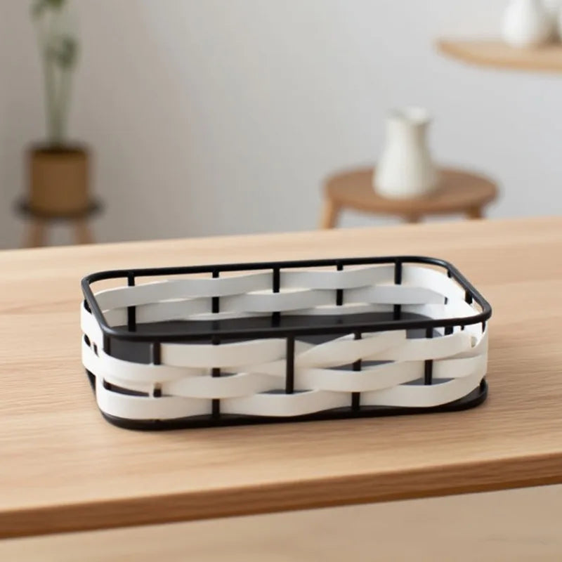 Light Luxury Metal & Leather Storage Tray | Modern Home Décor Decorative Storage Tray Babs