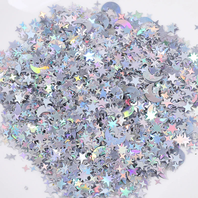 Glitter Moon Star Confetti – Eid Mubarak & Ramadan Decor Party Confetti Decor Babs Silver