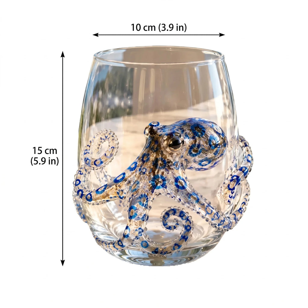 Blue Ringed Octopus Tumbler – 12 Oz Borosilicate Novelty Glass Novelty Drinking Glass Babs as shown One Size