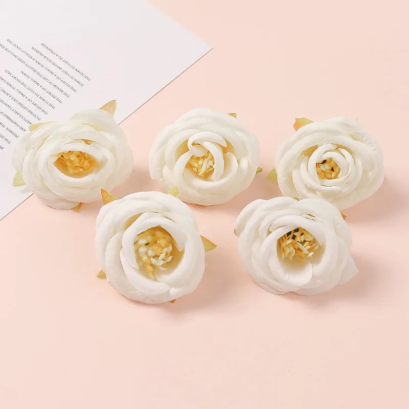 White Artificial Rose Flower Heads – Wedding & Home Decor Artificial Flower Heads Babs 21 10Pcs