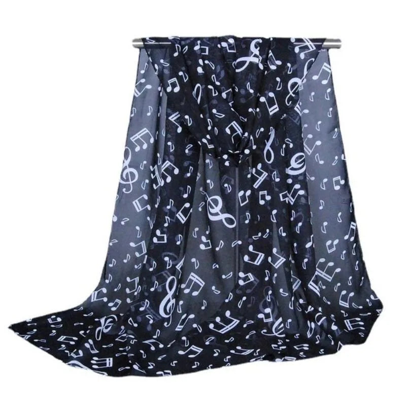 Women's Musical Note Chiffon Neck Scarf – Elastic & Lightweight Chiffon Neck Scarf Babs