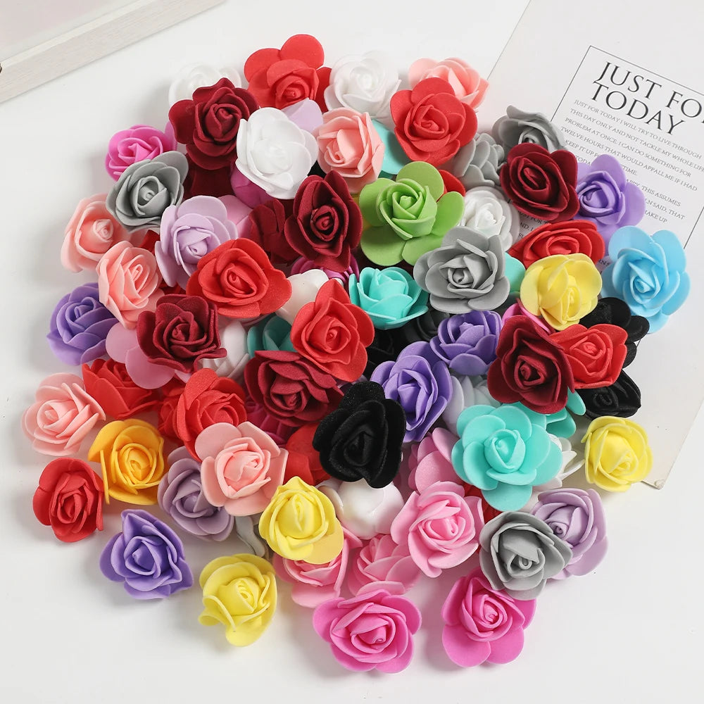 100/200Pcs Artificial Foam Rose Heads 4cm – Wedding & Home Décor Artificial Flower Heads Babs