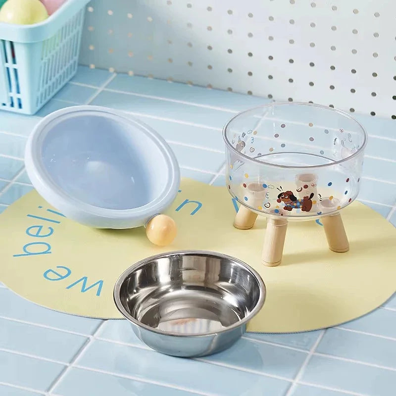 Stainless Steel High-Leg Pet Bowl for Cats & Dogs | Cartoon Elevated Pet Bowl Babs