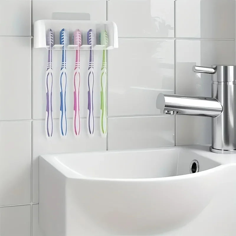 5-Slot Covered Wall Toothbrush Holder – Self-Adhesive Mount Toothbrush Holder Babs