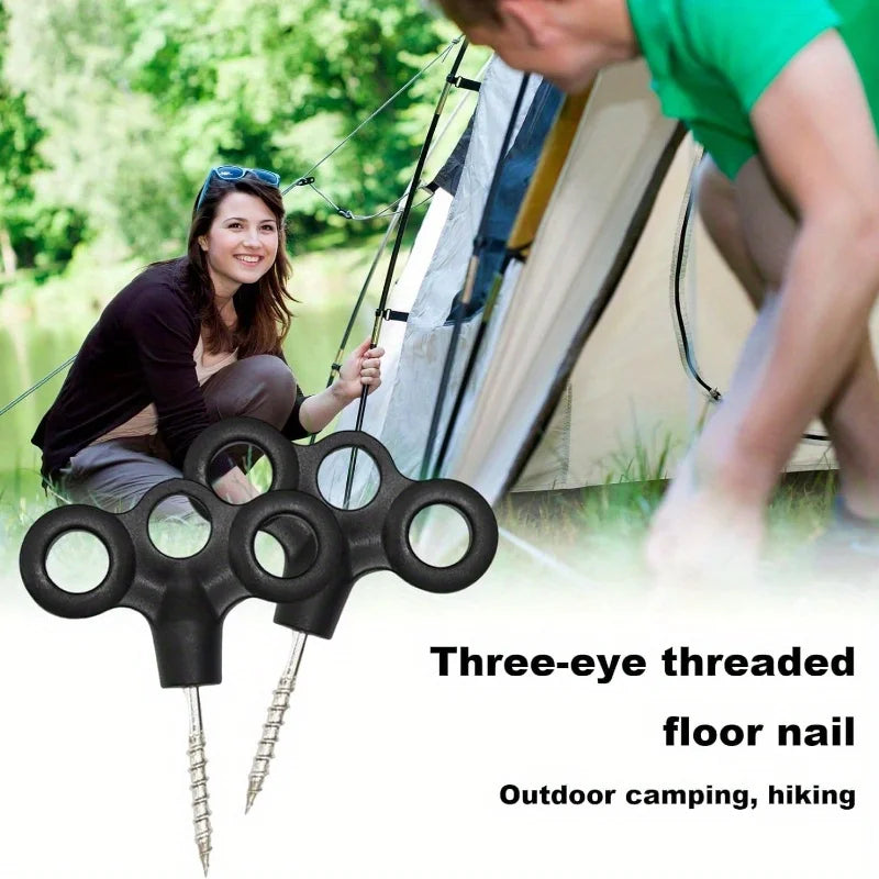 10-Pack Stainless Steel Screw Tent Pegs for Camping & Hiking Tent Pegs Babs