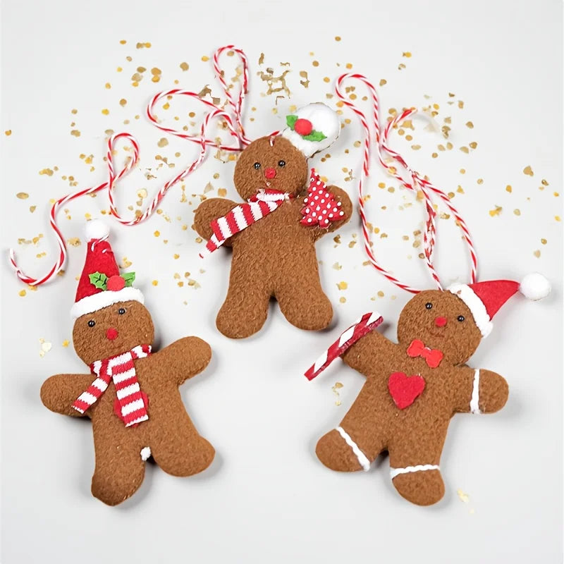 3-Pack Gingerbread Man Christmas Tree Hanging Ornaments Christmas Ornament Set Babs