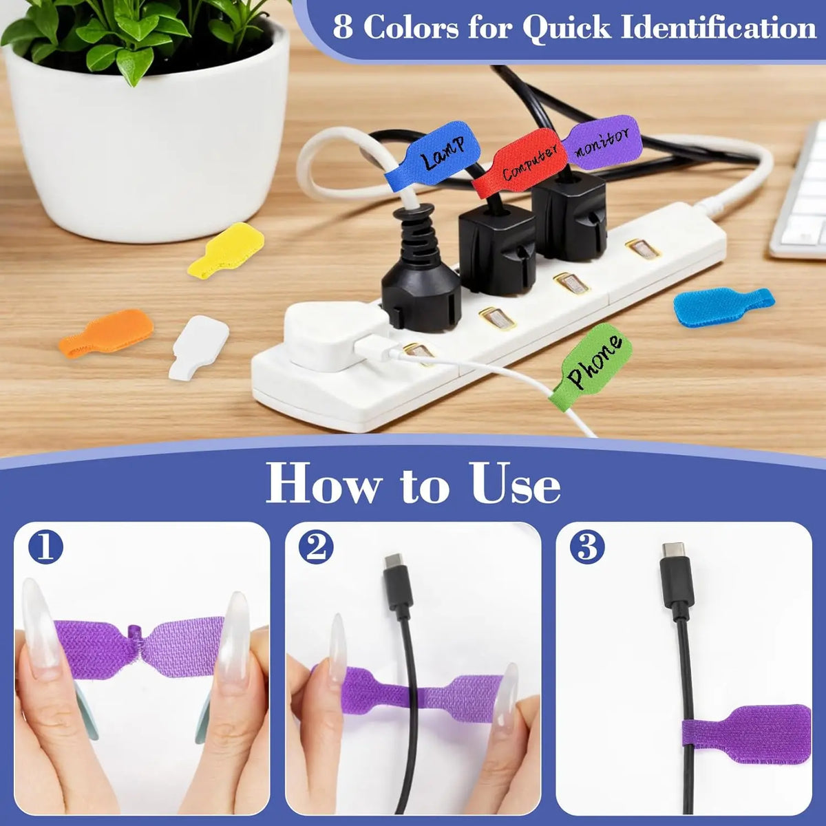 Reusable Writable Velcro Cable Label Tags | 16 & 32 Pack Cable Label Tags Babs