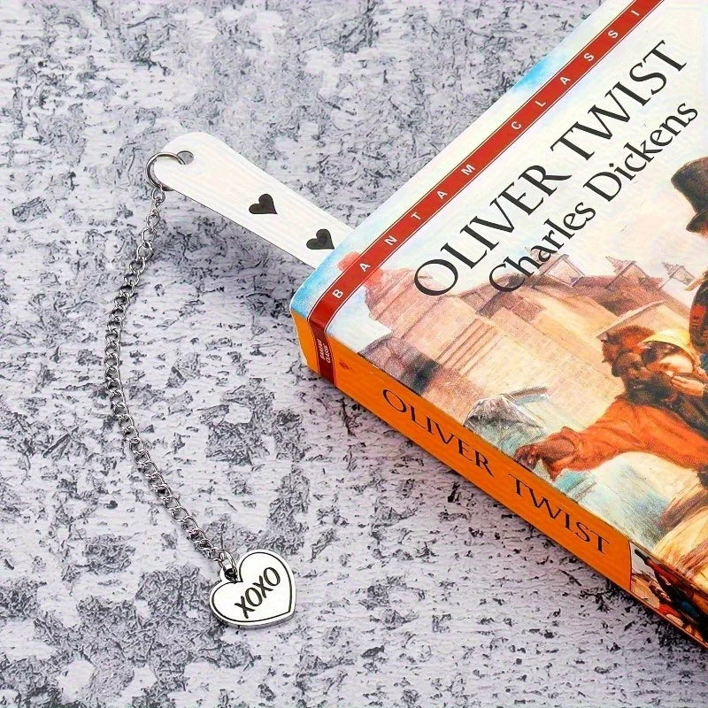 2pcs Engraved Heart Stainless Steel Bookmarks – Romantic Gift Engraved Bookmark Set Babs