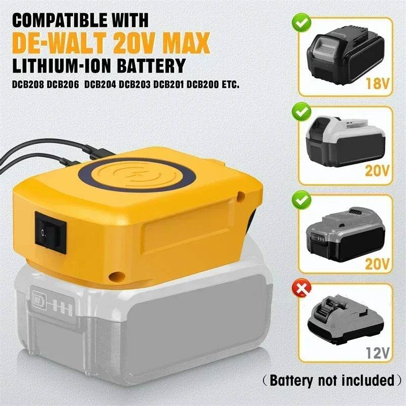 18V Battery USB-C & Wireless Charger Adapter – Makita/Dewalt/Milwaukee Battery Charger Adapter Babs