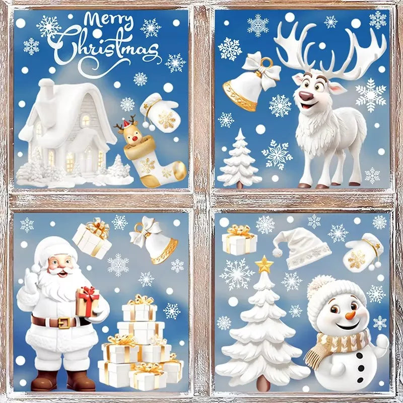 9-Piece Christmas Window Stickers – Santa, Snowflake & Tree Decals Holiday Window Decals Babs