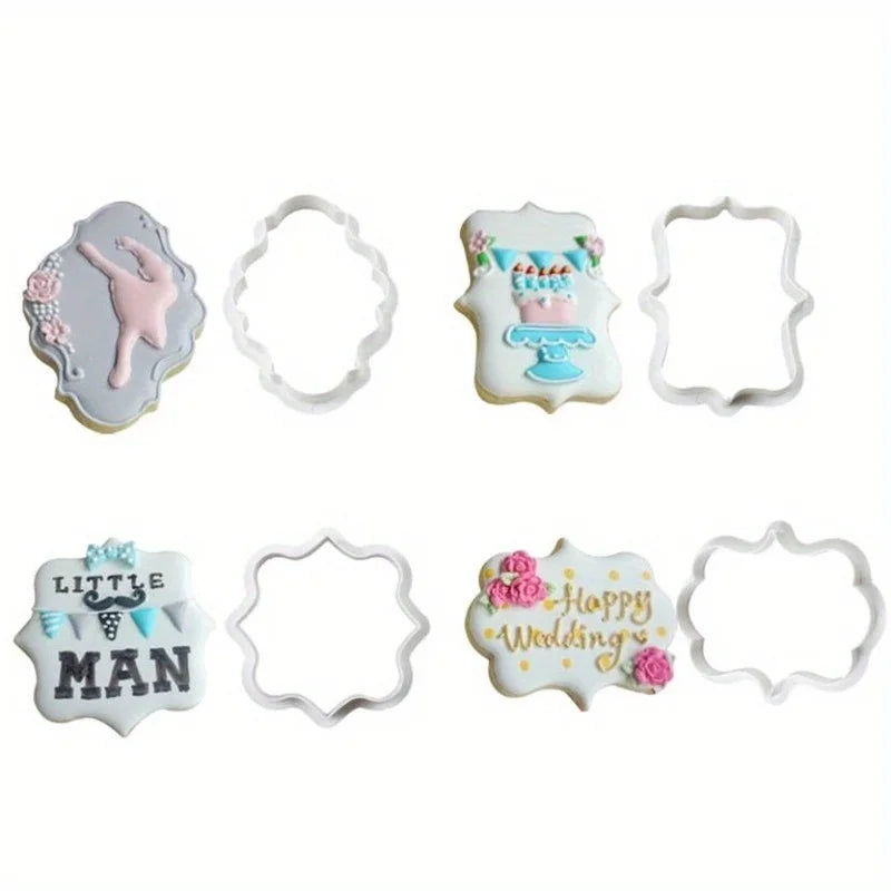 Vintage Plaque Frame Cookie Cutters – 2 Sets Fondant Molds Cookie Cutter Set Babs