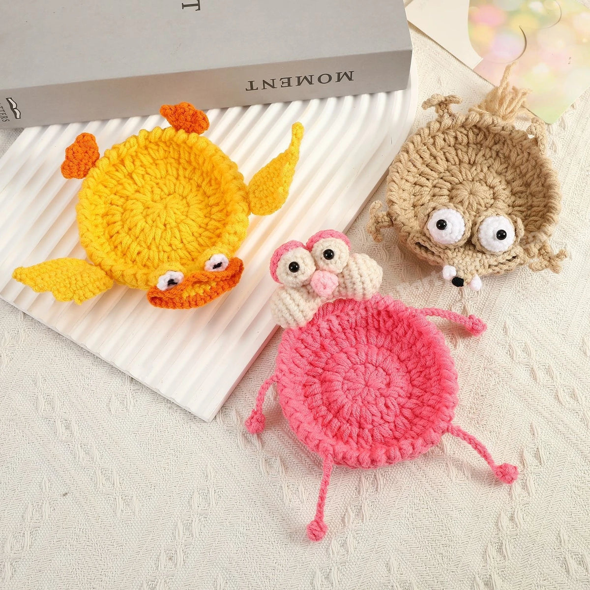 Handmade 3D Crochet Lizard Coaster – Cute Animal Cup Mat Crochet Animal Coaster Babs