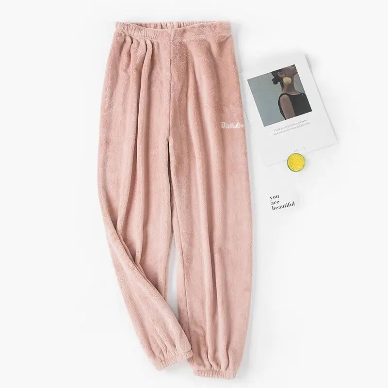 Women's Thick Flannel Pajama Pants – High Waist Coral Fleece Flannel Pajama Pants Babs Pink 3Pairs