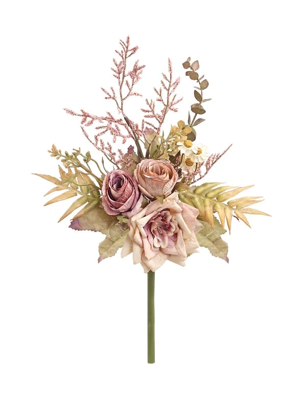 Artificial Silk Peony Rose Bouquet – Wedding & Home Decor Artificial Flower Bouquet Babs Pink 1 pc