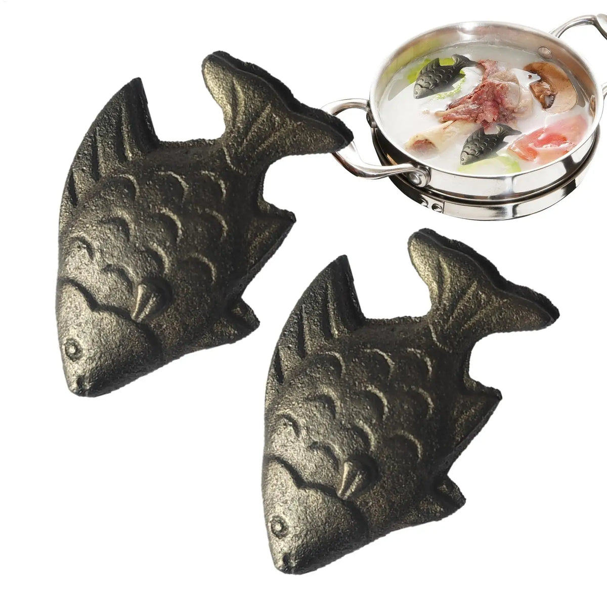 2-Pack Cast Iron Fish – Reusable Kitchen Iron Cooking Tool Iron Cooking Tool Babs