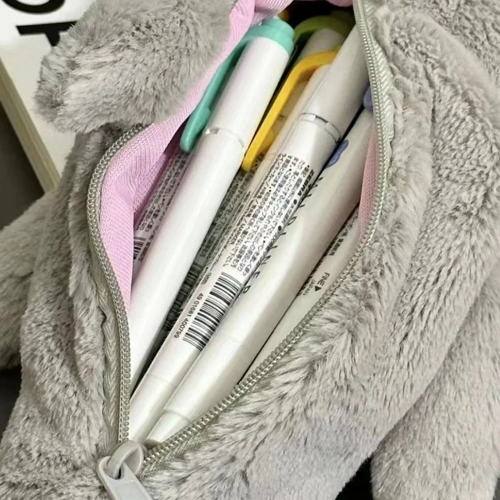 Plush Shark Pencil Case – Large Capacity Zipper Pouch Pencil Case Babs