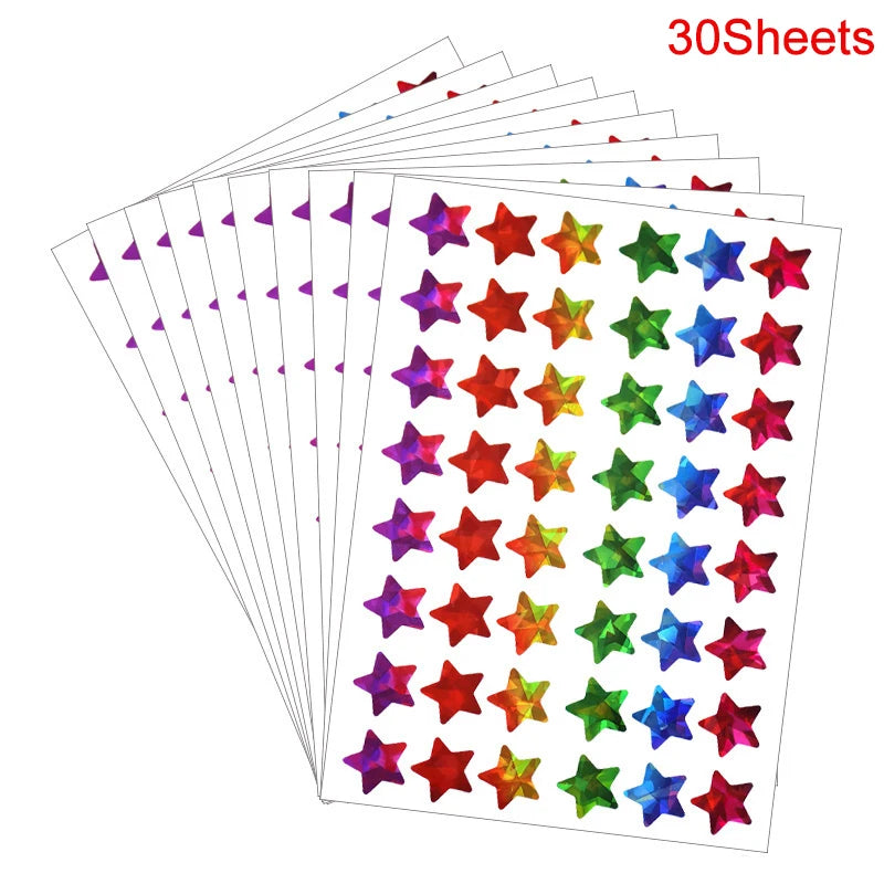 Glitter Star Dot Heart Stickers – Kids Party Favors & Reward Labels Decorative Stickers Babs