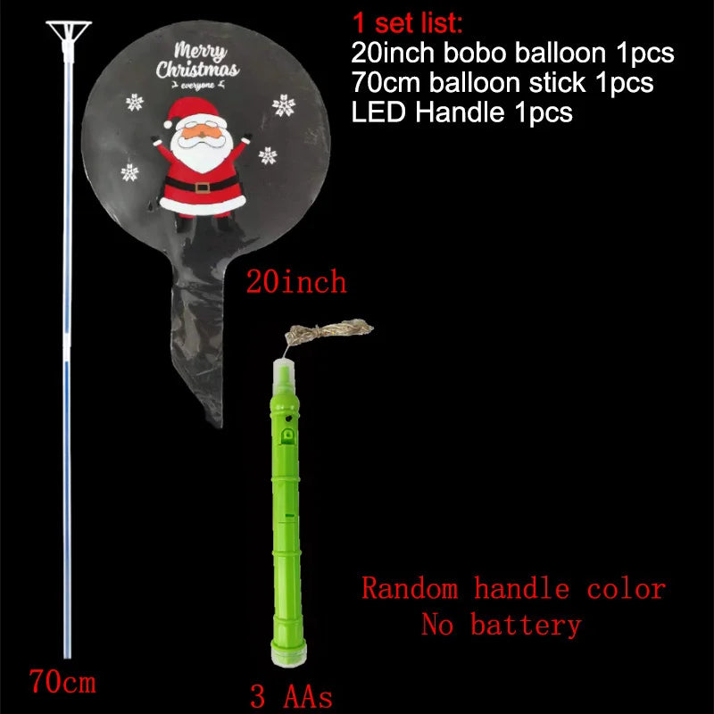 Christmas LED BoBo Balloons Set – Flashing Handle & 70cm Stick LED Party Balloons Babs