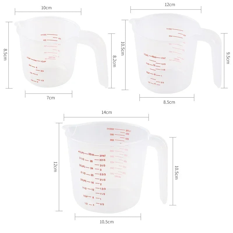 3-Piece Plastic Measuring Cups Set – 250, 500 & 1000ml Measuring Cup Set Babs
