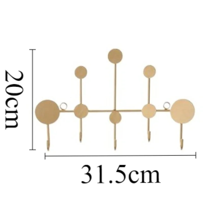 Wall Mounted Metal Coat Rack – 6-Hook Modern Minimalist Design Wall Mounted Coat Rack Babs Gold-5 Hooks