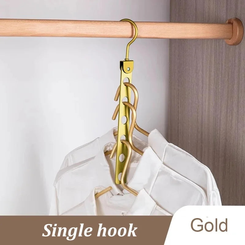 Space-Saving Collapsible Clothes Hangers – 6 & 8 Hole Organizer Clothes Hanger Organizer Babs Single hook Gold