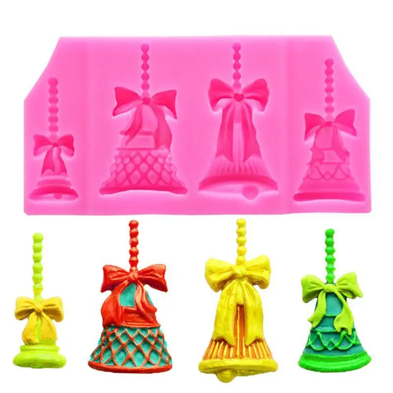 Christmas Bells Bow Silicone Mold – Resin Fondant Gumpaste Silicone Craft Mold Babs
