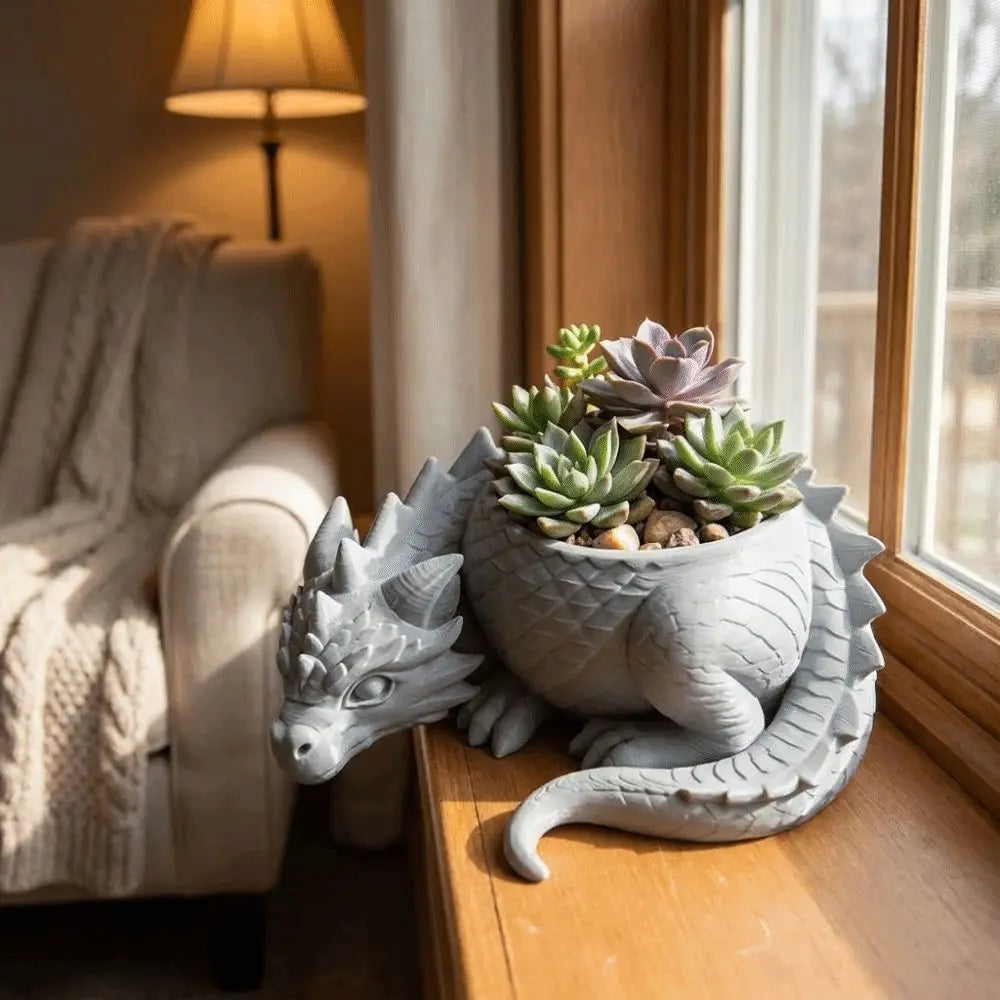 3D Dragon Shaped Plant Pot – Fun Plastic Flower Pot Novelty Plant Pot Babs