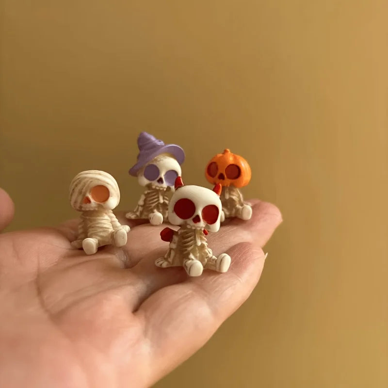 4PCS Resin Skeleton Ghost Figurines – Miniature Garden & Holiday Décor Miniature Figurine Set Babs