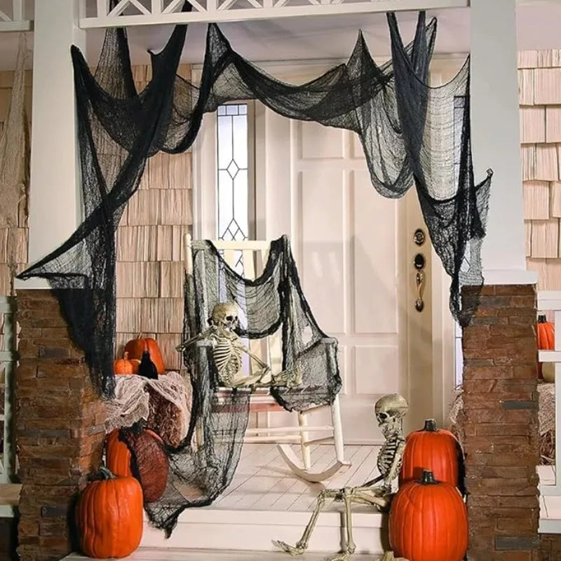Halloween Gauze Fabric Black & White DIY Party Decoration Halloween Decoration Fabric Babs