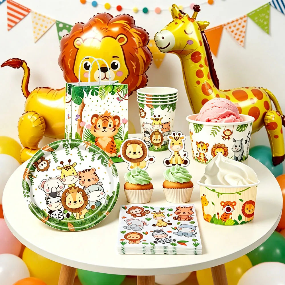 Jungle Safari Animal Party Supplies – Zoo Theme Birthday Decor Party Supplies Set Babs