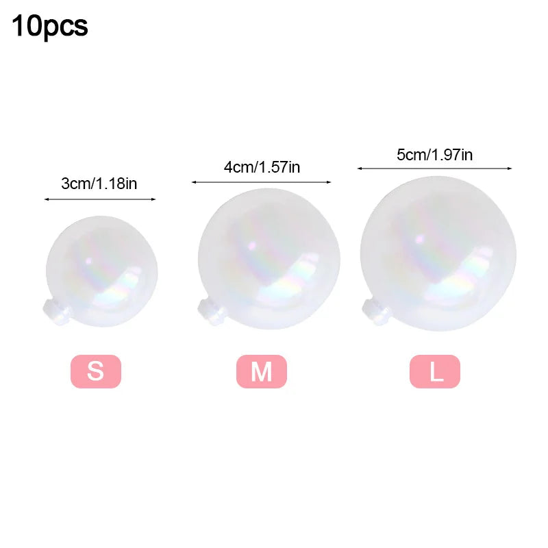 10Pcs Clear Bubble Ball Cake Toppers – Pearl Party Decoration Cake Toppers Babs White 4cm