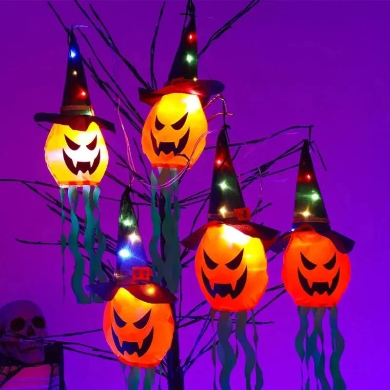 Halloween LED Ghost Hat Lantern – Glowing Pumpkin Hanging Lamp Halloween Hanging Lantern Babs