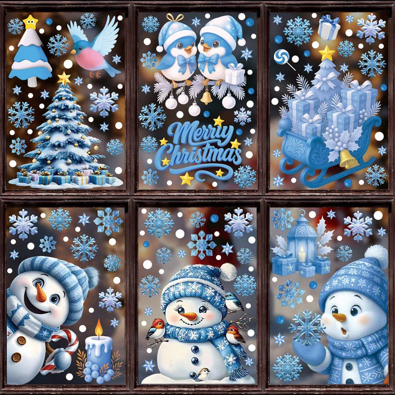 Christmas Window Static Clings – Santa, Snowman & Snowflake Window Static Clings Babs S12